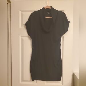 Elegant Black Mini Cowl Neck Sweater Dress